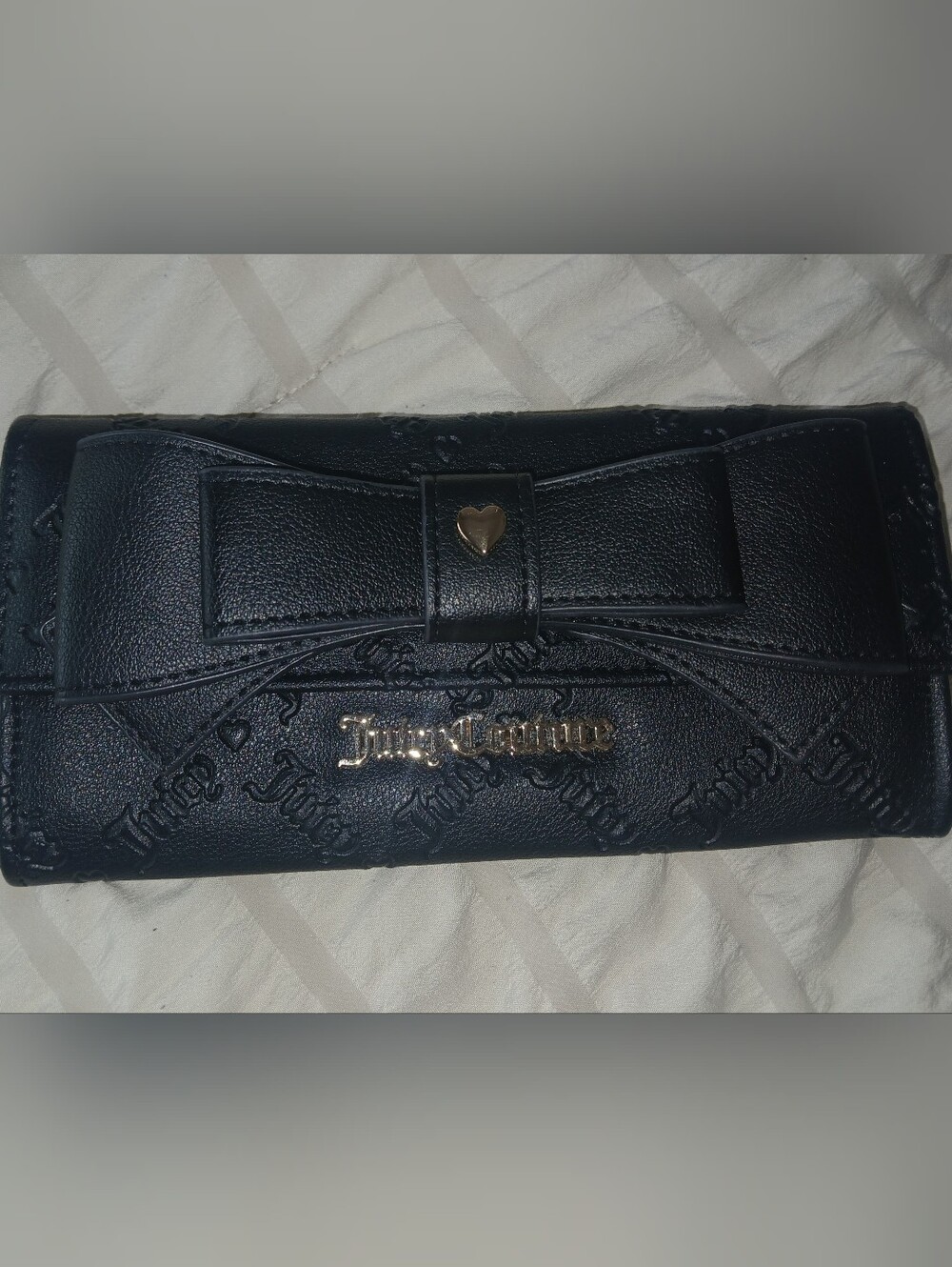 Juicy Couture Black Bow Continental Wallet with Gold Logo